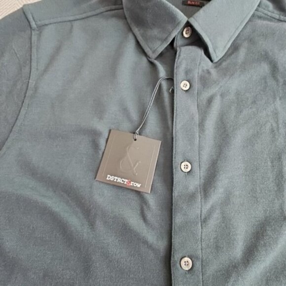 Dstrct & Row Casual Shirt Men's Size XL Hunter Green Long Sleeve Slim Fit NWT - Picture 5 of 16